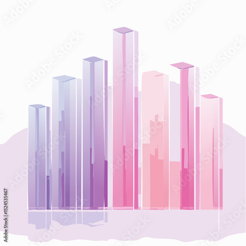 Elegant columns in soft lilac and rose blend with gentle opacity and texture in a dreamy vector composition.