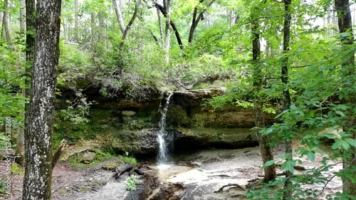 Slow pass over a small waterfall in South Carolina with dappled sunlight
