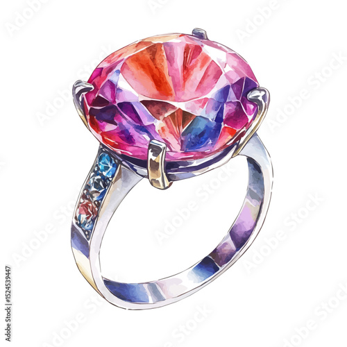 Cocktail Ring, watercolor vector, high quality, isolated on a white background.