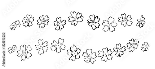 Cartoon vector illustration of a flower and wind swirl pattern. Drawing for elegant, romantic or nature-inspired designs