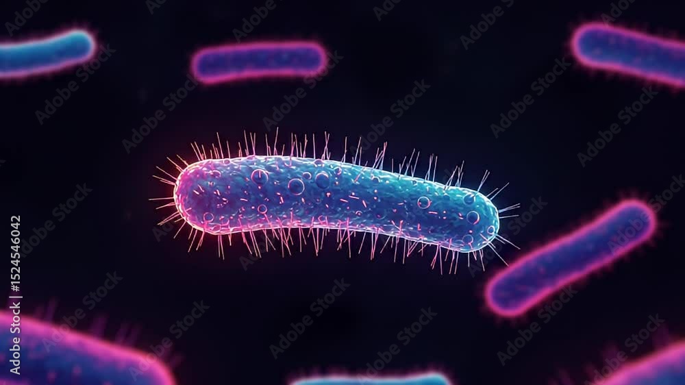 Detailed Close Up of Glowing Blue Bacteria Cells on Black Background 3D Rendering Showing Microscopic Biological Structure Detailed Close Up of Glowing Blue Bacteria Cells on Black Background 3D Rendering Showing Microscopic Biological Structure