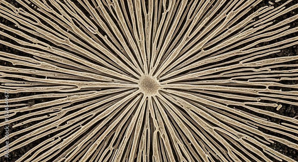Fototapeta premium Abstract Microscopic Structure with Radial Lines and Central Point.