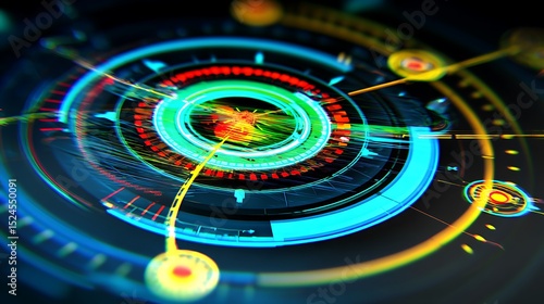 Wallpaper Mural Futuristic data interface with glowing elements Torontodigital.ca