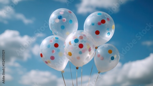 Colorful balloons floating in the sky on a sunny day