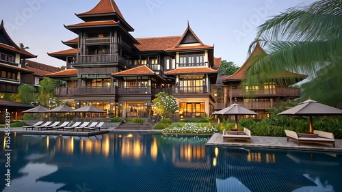 Wallpaper Mural Tranquil Resort with Lush Garden Oasis Torontodigital.ca