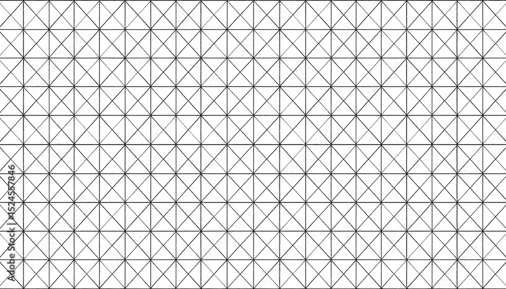 Fototapeta premium Seamless pattern of interconnected tiny triangles forming a grid, minimalist black lines on white background