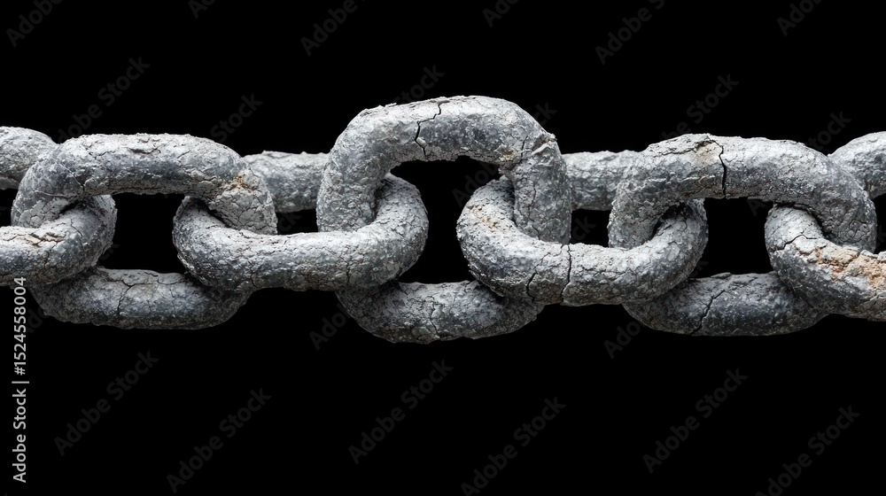 Fototapeta premium Close-up of a Weathered Metal Chain Against a Black Background