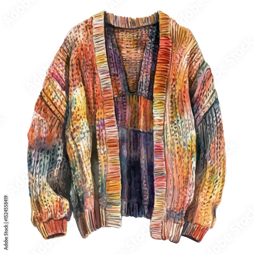 Cardigan, watercolor illustration vector, high quality, isolated on a white background.
