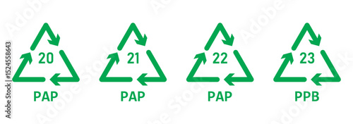 Organic and biomatter recycling code icon set. Organic and biomatter recycling codes 50,51,60-69 use for factory. recycling symbols . recycle, symbol, vector.