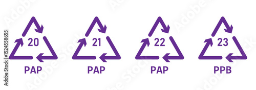 Organic and biomatter recycling code icon set. Organic and biomatter recycling codes 50,51,60-69 use for factory. recycling symbols . recycle, symbol, vector.