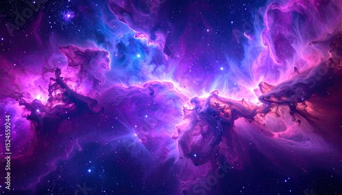 Cosmic Nebula: A Symphony of Purple and Blue