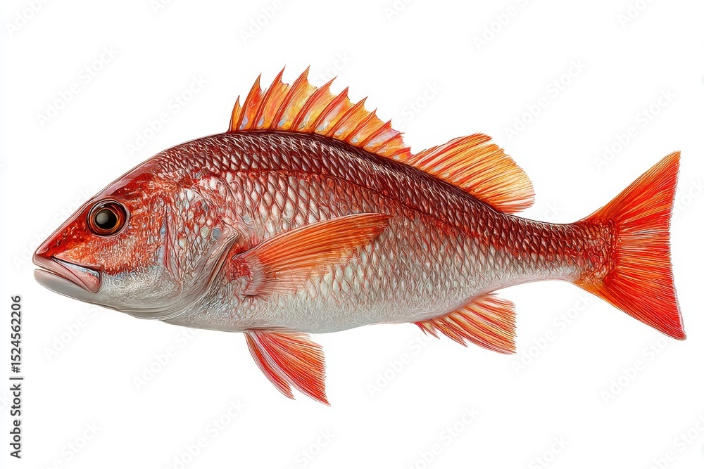 Lone Northern red snapper on white backdrop Lone Northern red snapper on white backdrop