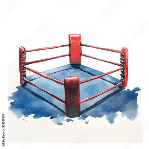 watercolor vector of Boxing Ring, high quality, isolated on a white background.