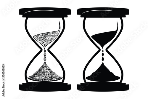 Minimalist hourglass icon symbolizing time management. Hourglass sand clock isolated vector illustration.