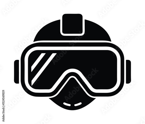 Virtual Reality Helmet Icon VR Goggles Silhouette Vector, Futuristic Gaming Headset Vector, VR Mask Design Graphic, VR Headset Silhouette.