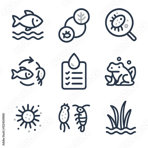 Plankton are represented in nine icons depicting a diverse pond ecosystem.