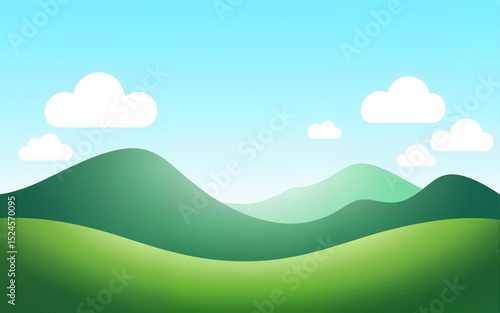 World Environment Day concept: Green mountains and beautiful sky clouds under the blue sky. High quality
