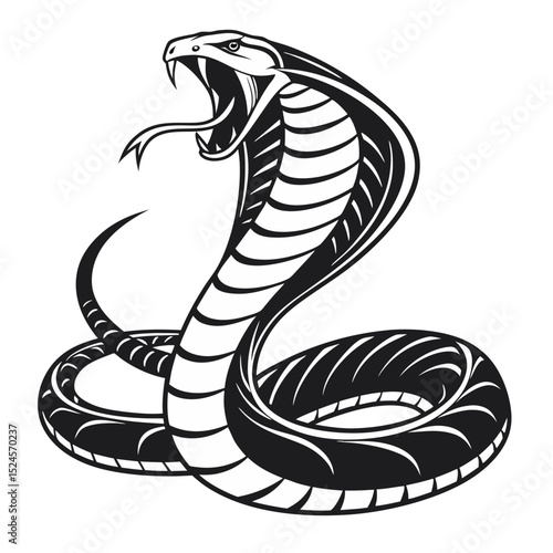 Aggressive Snake Silhouette Illustration