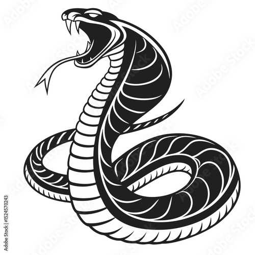Aggressive Snake Silhouette Illustration