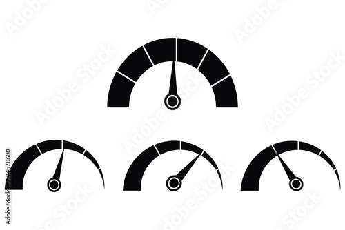 speedometer icon set. speedometer, tachometer, pressure, fuel and temperature meters for dashboards.