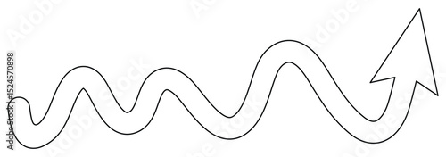 wavy curved Long arrow icon. long line arrow vector. Long curved arrow icon vector. Curved arrow vector illustration isolated on white background.