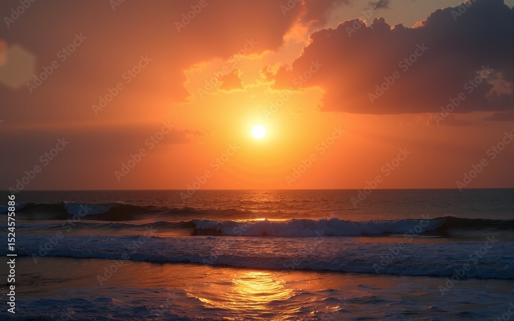 Obraz premium Sunset in ocean. High quality