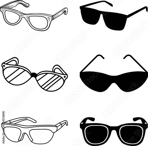 Set of glasses and sunglasses