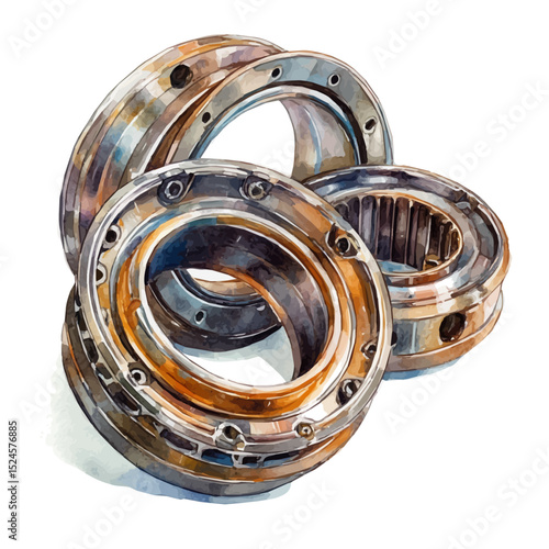 Bearings, watercolor vector, high quality, isolated on a white background.