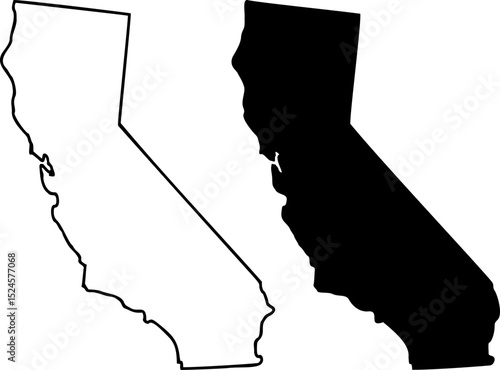 California state border map outline and silhouette vector graphic isolated image	