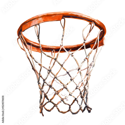 Basketball Net, watercolor drawing vector, high quality, isolated on a white background.