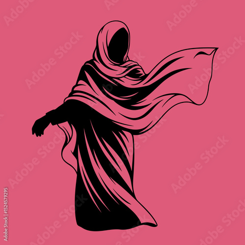 Muslim woman in hijab fashion silhouette, Woman Hijab Silhouette Vector Design
