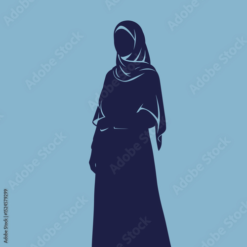 Muslim woman in hijab fashion silhouette, Woman Hijab Silhouette Vector Design