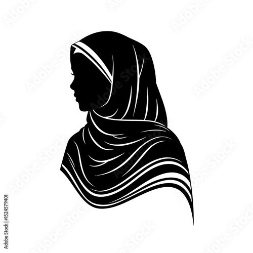 Muslim woman in hijab fashion silhouette, Woman Hijab Silhouette Vector Design