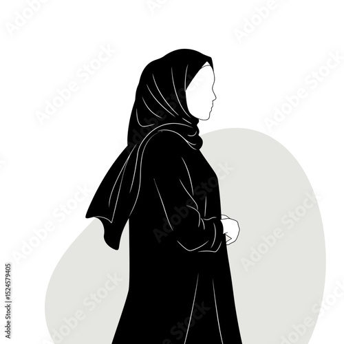 Muslim woman in hijab fashion silhouette, Woman Hijab Silhouette Vector Design