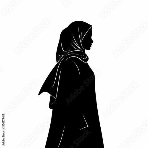Muslim woman in hijab fashion silhouette, Woman Hijab Silhouette Vector Design