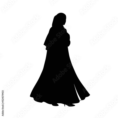 Muslim woman in hijab fashion silhouette, Woman Hijab Silhouette Vector Design