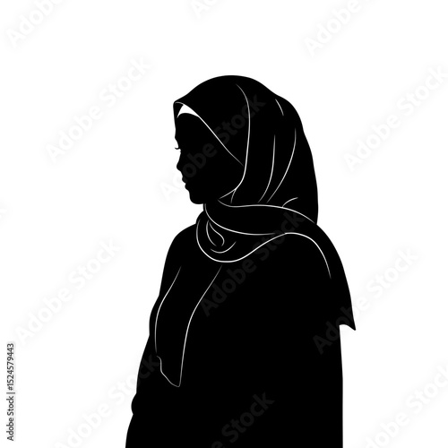 Muslim woman in hijab fashion silhouette, Woman Hijab Silhouette Vector Design