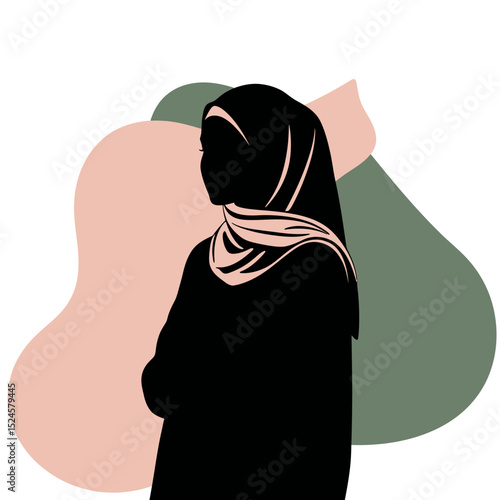 Muslim woman in hijab fashion silhouette, Woman Hijab Silhouette Vector Design