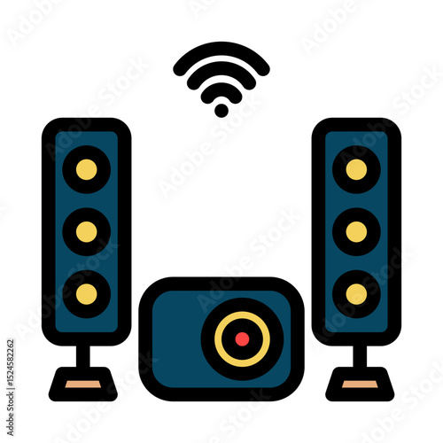 Smart home theater filled line icon