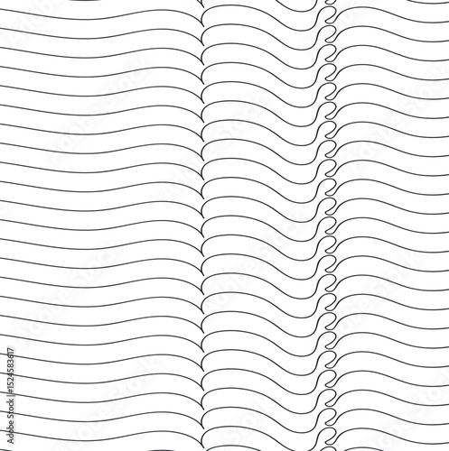 Striped horizontal texture with wavy sills, seams and curls.