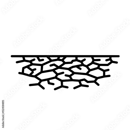 Cracked Dry Earth:  A detailed close-up illustration depicting a cross-section of cracked, arid earth, revealing the intricate network of fissures caused by drought.