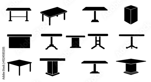 Versatile Tables: An assortment of table illustrations showcases a variety of designs. These tables are perfect for various settings, ready to add a touch of functional art.