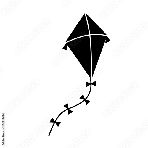 Whimsical Kite Silhouette: A sleek black kite soars gracefully against a bright backdrop, symbolizing freedom and joy in the open air.