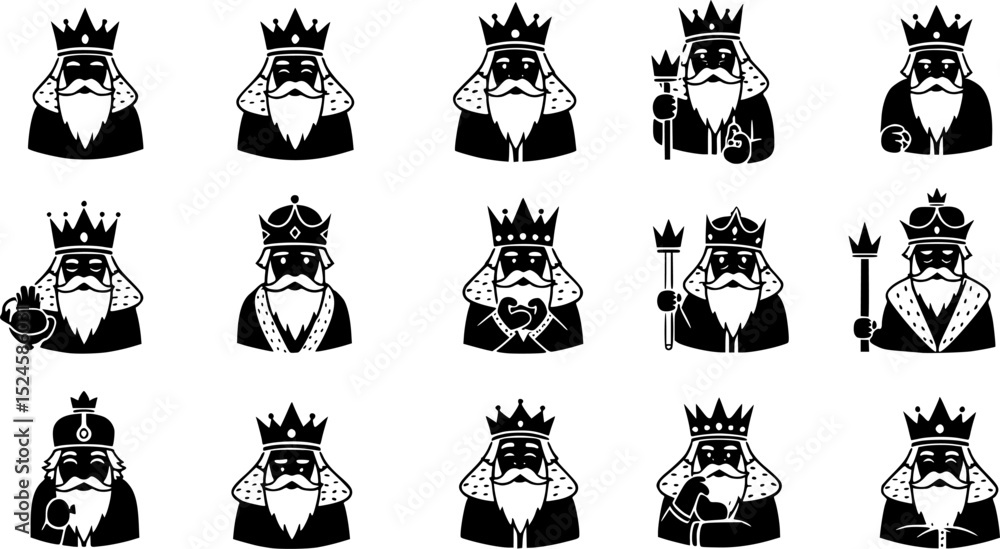 Naklejka premium Illustration of a king with crown and long beard