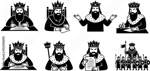 Illustration of a king with crown and long beard