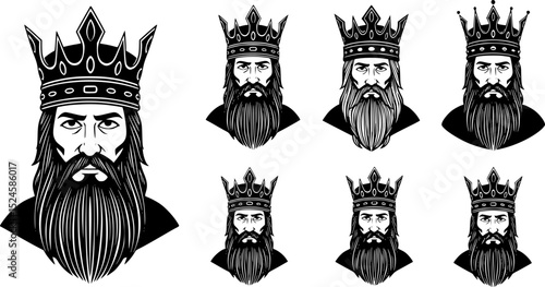 Illustration of a king with crown and long beard