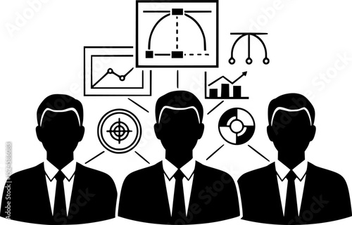 Three identical figures in black and white format