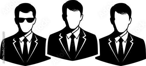 Three identical figures in black and white format