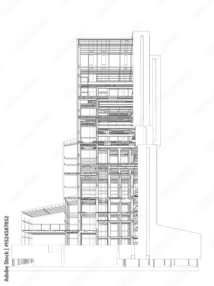 3D illustration of building structure 3D illustration of building structure