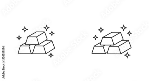 Shiny Gold Bars Icon – Stacked Treasure Illustration with Sparkles